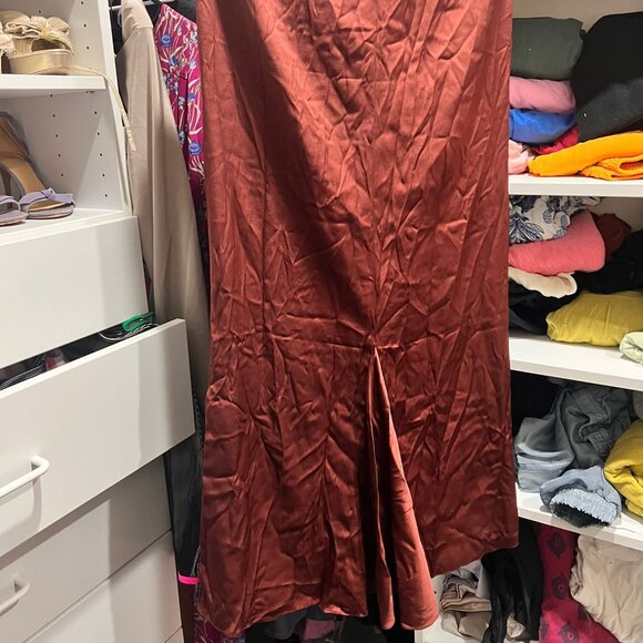 Johanna Ortiz Women's Red Silk Velvet Trim High-Waist Maxi Skirt Size 2 - Picture 1 of 6
